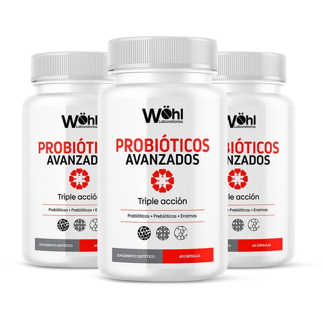 Pack 3 Frascos Probióticos Avanzados LABORATORIOS WÖHL 180 Cápsulas