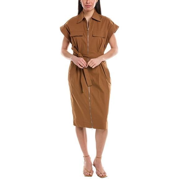 A.L.C. womens  Thea Zip Front Shirtdress, 6, Brown
