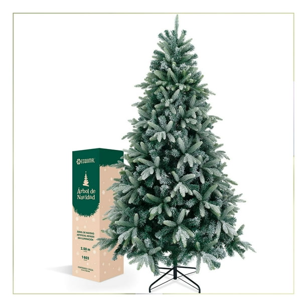 Árbol de Navidad Escarchado Frondoso Pino Navideño con Nieve Esquimal (Verde Nevado, 2.50 m)