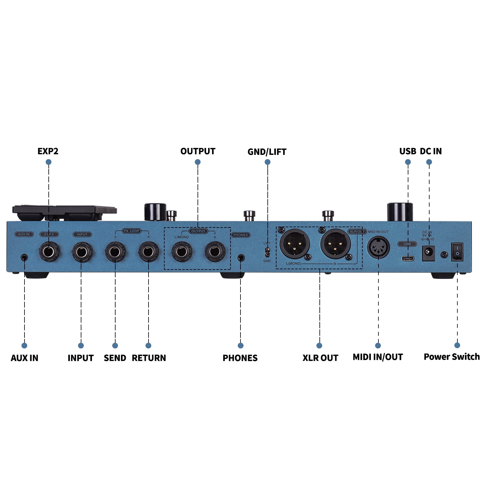 FLAMMA FX200 Multi Effects Guitar Pedal with 5” LCD Touch Screen Programmable MIDI Port Extensive I/O Support Modules Order Changing USB Audio Recording 58 Preamp Models 30 Cabinet Simulations