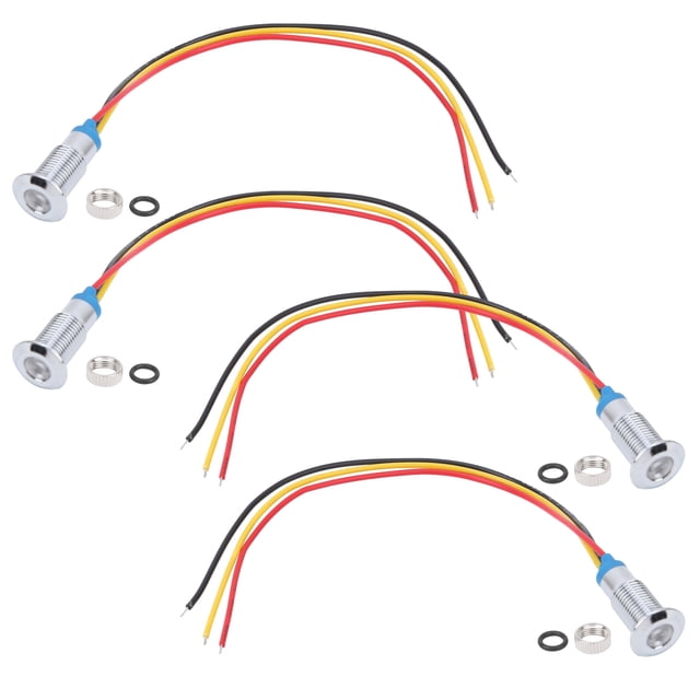 juegos de LED redondos precableados, luz de señal de 2 colores a prueba de agua, ánodo común de 8 mm, 36 V (rojo y amarillo)
