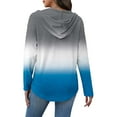 thumbnail image 5 of Sexlip Womens Color Block Sweatshirt Zip Long Sleeve V Neck Drawstring Hoodies Casual Fall Comfort Pocket Pullover Tops Blue L, 5 of 6