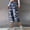 Blue, variant on Sakmal Cropped Capri Cargo Pants for Women Wide Leg Pants Business Casual Camo Lightweight Women's Capris L