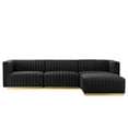 thumbnail image 3 of Modway Conjure Channel Tufted Performance Velvet 4-Piece Sectional in Gold Black, 3 of 10