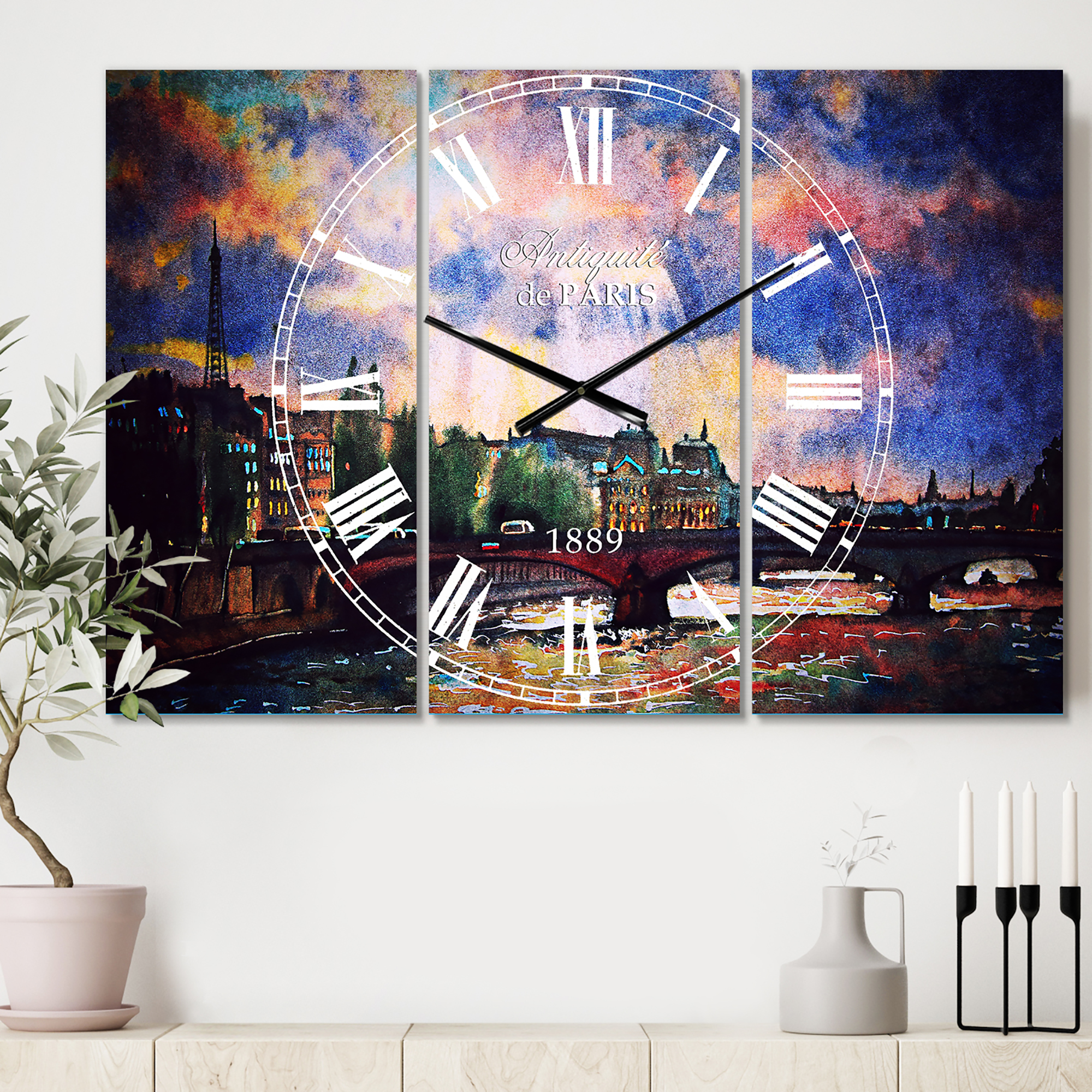 Designart 'Fabulous Paris City Watercolor' Mediterranean Wall Clock