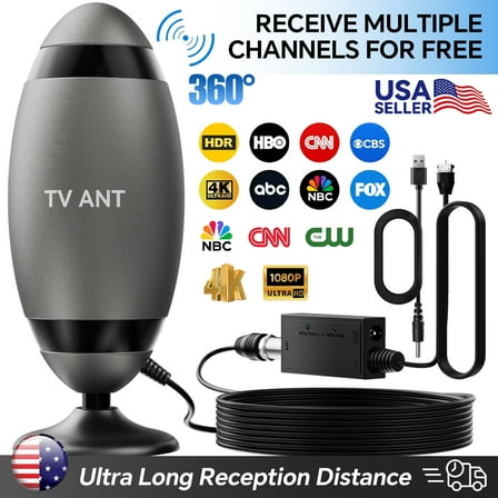 RVPOZWER 5600 Miles Digital TV Antenna 1080P 4K Waterproof HDTV Amplified Outdoor Indoor