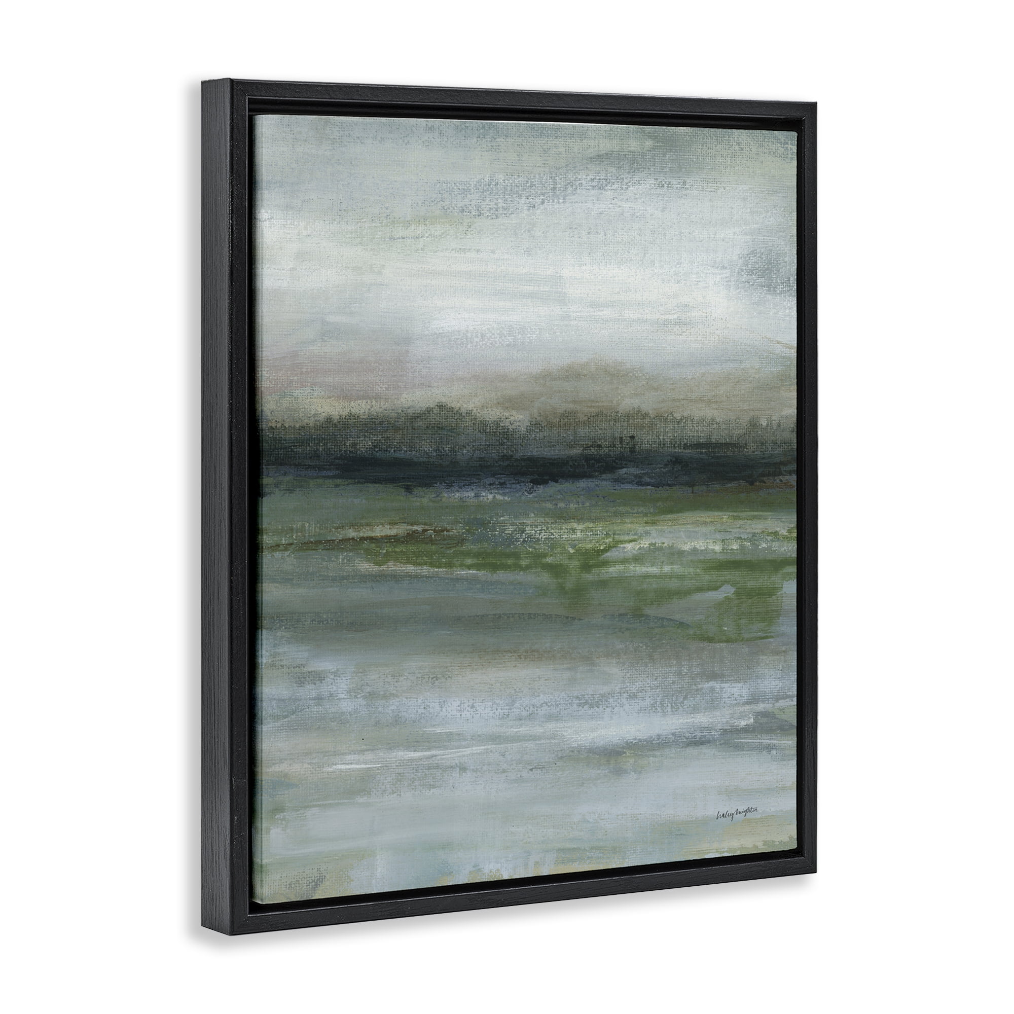 Stupell Industries Abstract Landscape View Abstract Painting Black Floater Framed Canvas Art Print Wall Art, 17 x 21