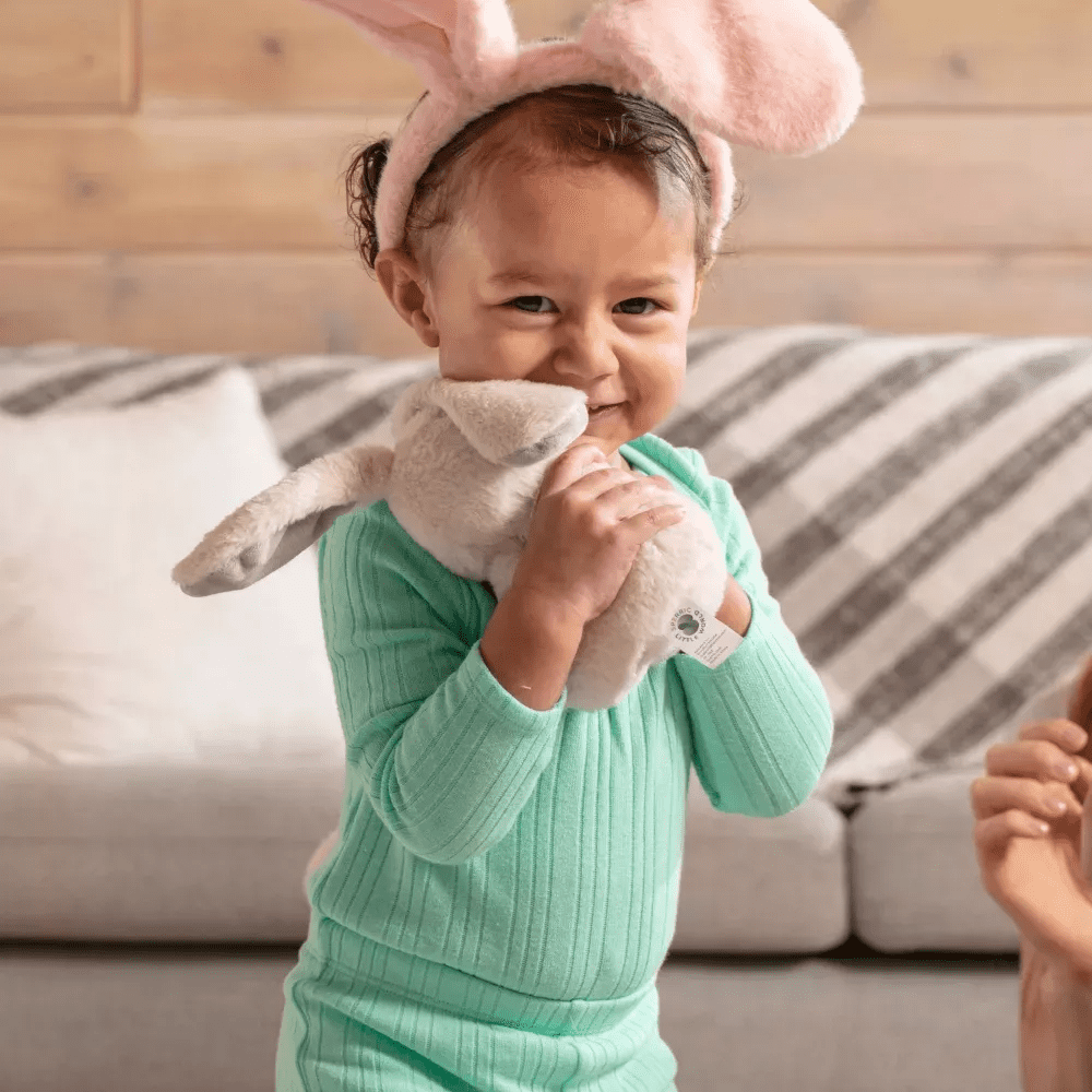 Easter Baby Plush and Teether Playset, Includes Bunny, Carrot, Chicken, Rattle Egg & Basket, Perfect Sensory and Decorative Gift for Babies & Newborns