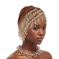 thumbnail image 4 of XASZHN Turban à Franges Multi-Couches pour Femmes Musulmanes Couverture de Chimiothérapie Cancer Café_002 m, 4 of 4