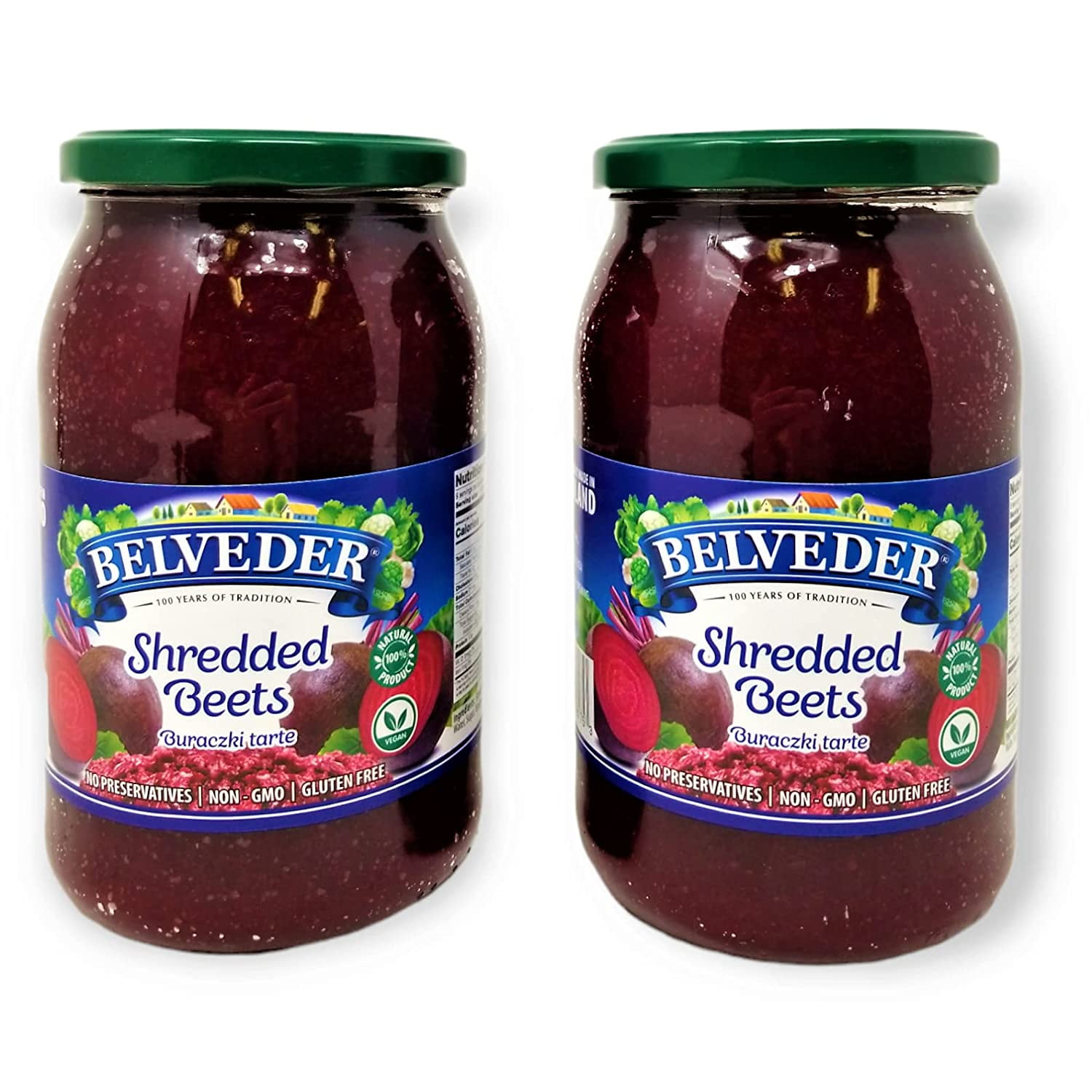 Belveder Shredded Beets 31.74 oz 900g, Vegan, Non-GMO, Gluten-Free Pack of 2
