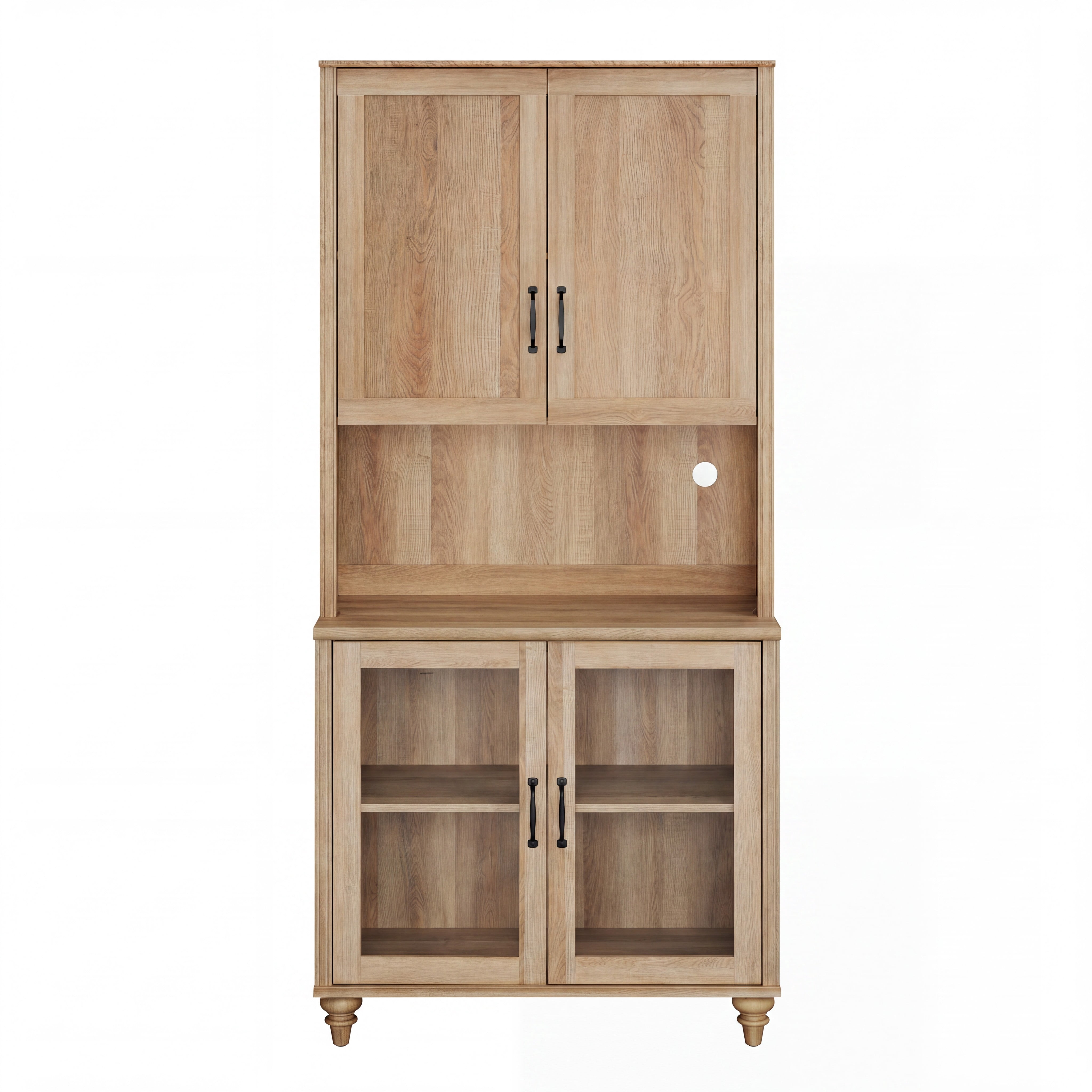 Sideboard Buffet Cabinet with Storage, 5-Tier Bookcase with Adjustable Shelf, Farmhouse Library Wooden Bookshelves for Living Room, Office, Study Room, Oak, 72" H