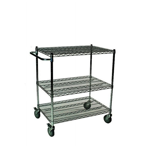 24" Deep x 48" Wide x 39" High 3 Tier Black Wire Shelf Cart