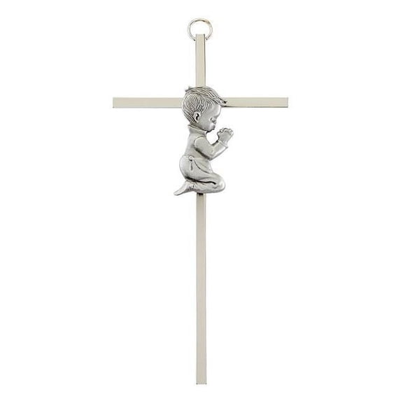 Wall Cross-Antique Pewter-Baby Boy (7 )