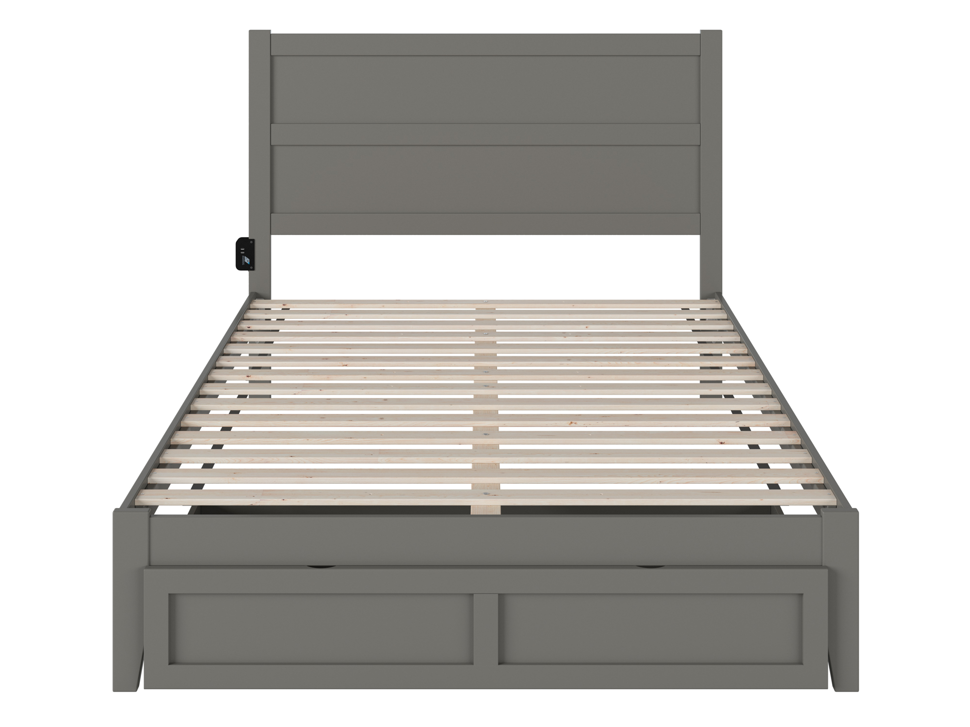 AFI NoHo 14" Queen Wood Platform Bed Frame with Foot Drawer Storage, Grey