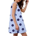 thumbnail image 6 of Women's Vintage Polka Dot Mini Dress Sleeveless V Neck Pleated Loose Fit A-Line Shift Dress with Pockets Casual Summer Beach Tunic Flattering Boho Style Lightweight Apparel, 6 of 8