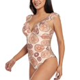 thumbnail image 3 of Goofa Mushrooms2 Print Women's Ruffled One Piece Swimsuit V Neck, 3 of 7