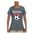 thumbnail image 2 of Wild Bobby, Cute Soccer Mom Ribbon Soccer Ball Gift Sports, Mother's Day, Women Graphic T-Shirt, Charcoal, 3XL, 2 of 3