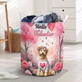 thumbnail image 3 of Hello Valentine’s Day Goldendoodle Flower Crown Romantic Pink Floral Foldable Laundry Basket Doodle Dog Lover Gifts Idea Organizer Storage with Handles - 00031, 3 of 5