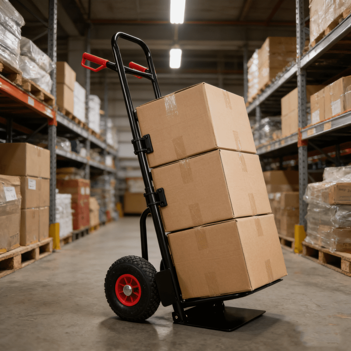 Heavy Duty Hand Truck with Double Handles – 330 lb Steel Trolley, 10" Rubber Wheels for Moving
