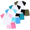 thumbnail image 2 of HAOYUNL 3M-13Y Baby Kids' Summer Cotton Outfit Toddler Youth Solid Color Short Sleeved Set for Children, 2 of 11