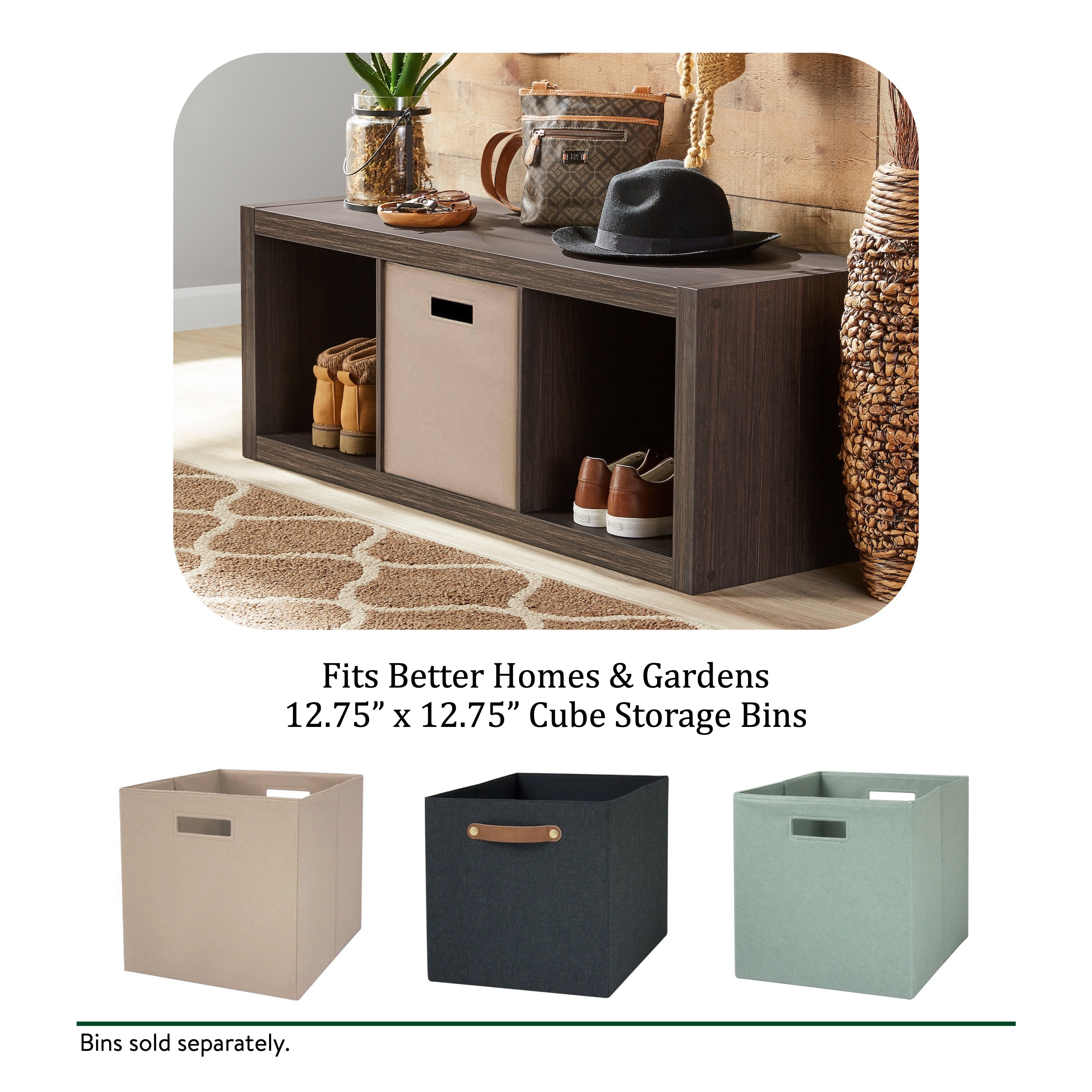 Better Homes & Gardens 3 Cube Storage Organizer, Tobacco Oak