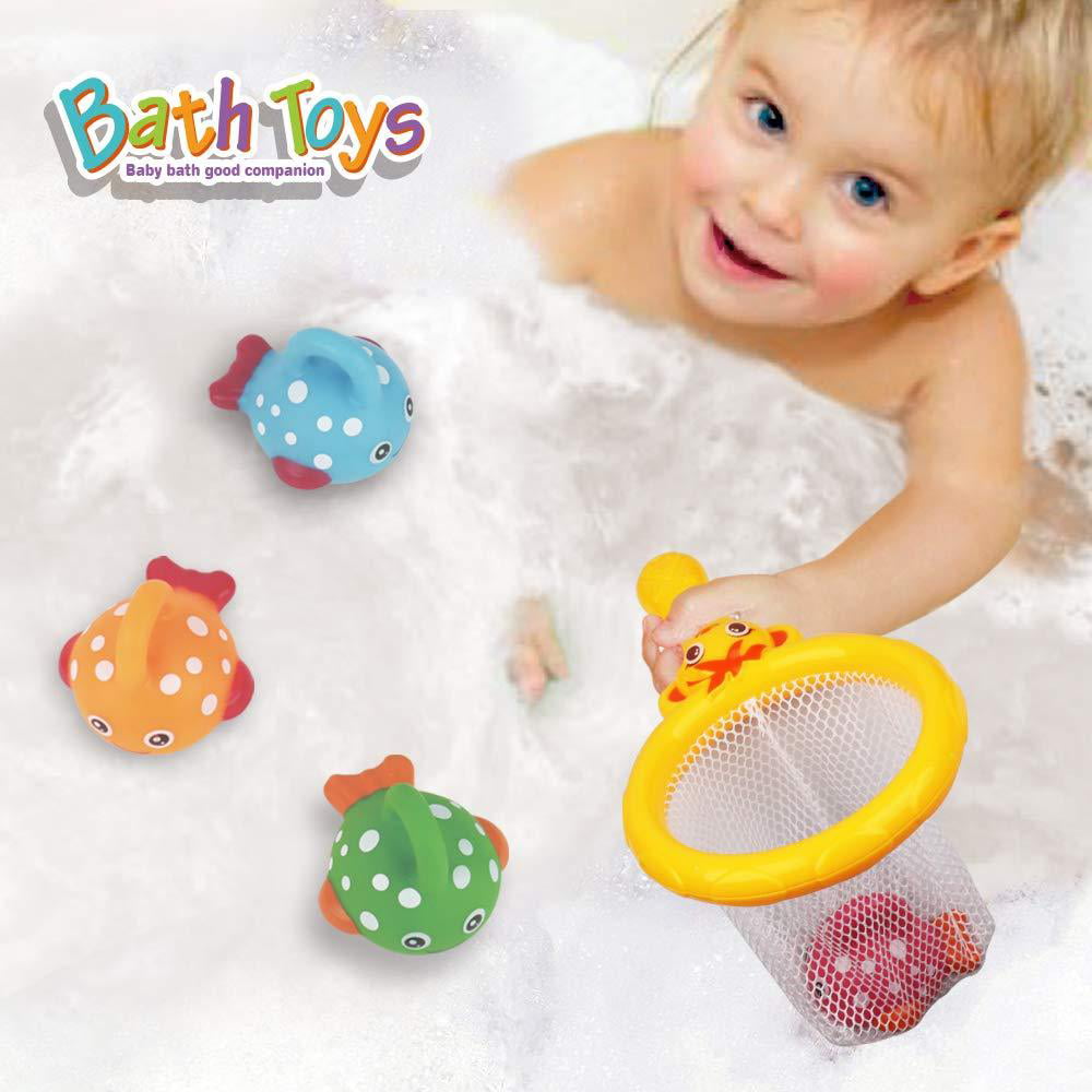 kodgeusm Bath Toys Floating Boats Train with Bathing Spoon,11 Pcs Water Table Toy Mold Free Bath Toys for Toddlers 1-3/Infants 6-12-18