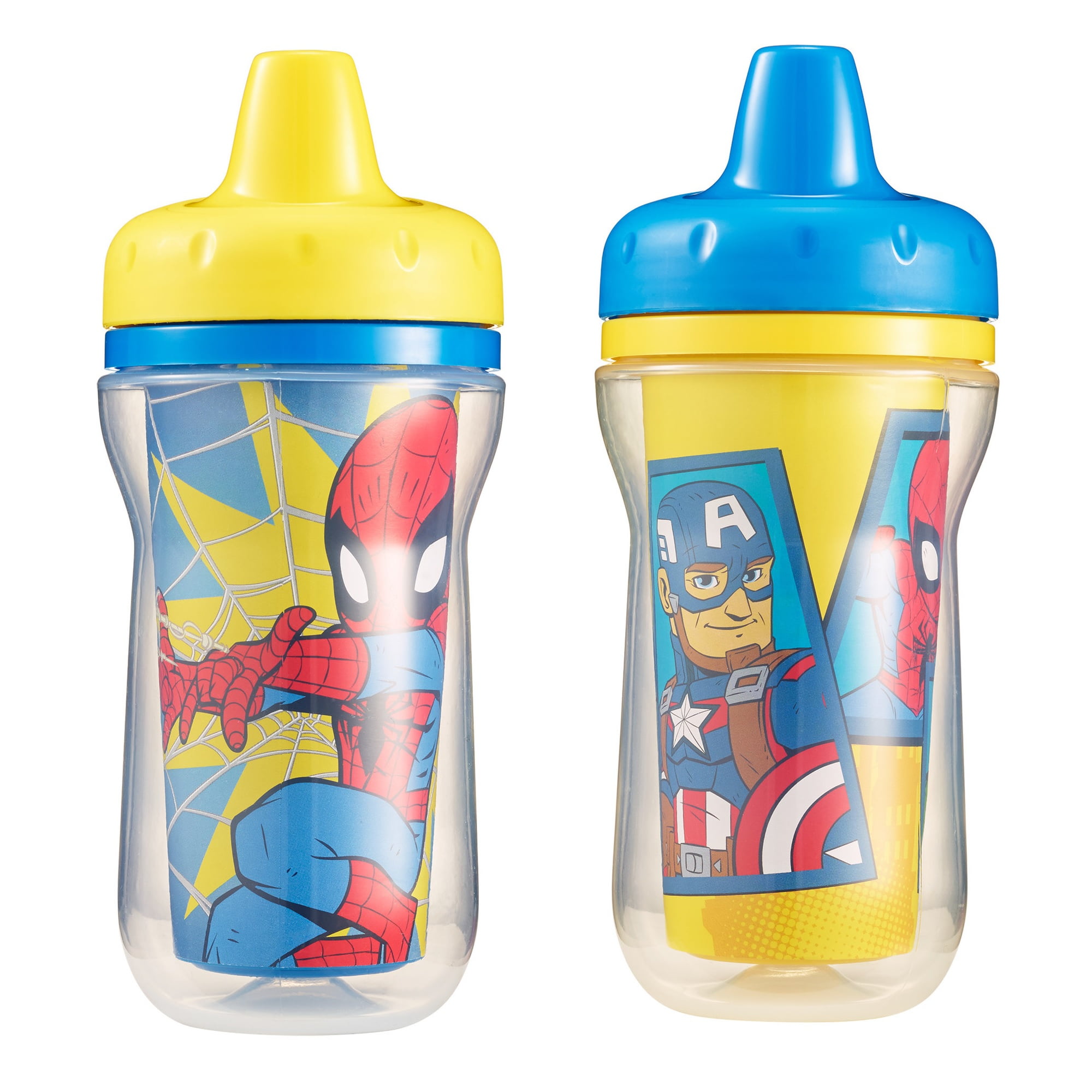 Marvel Superheroes Insulated Hard Spout Sippy Cups With One Piece Lid
