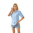thumbnail image 2 of Womens Button Down Shirts 3/4 Sleeve Dress Blouses Business Casual Collared Oxford Tops XXL, 2 of 10