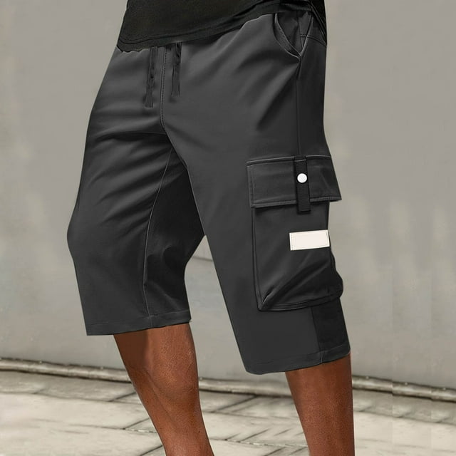 Men's Cargo Pants Lightweight Below Knee Work Shorts with Multiple Pockets Versatile Everyday Utility Clothing