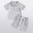 thumbnail image 2 of Splozh Boy Baby Short Set Baby Boy Summer Clothes Button up Short Sleeve Top Shorts Set Toddler Soft Outfit Grey,6-12 Months, 2 of 8