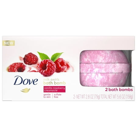 Dove Milk Swirls Bath Bombs, Vanilla Raspberry Creamsicle, 2 Ct, 2.8 Oz