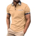 thumbnail image 2 of SGFCWSX Mens Short Sleeve Polo Shirt Slim Fit Chest Pocket Comfortable Casual Golf Shirts for Men Khaki Size 3XL, 2 of 3