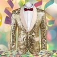 thumbnail image 2 of KHONTS Men's Sequin Blazer Sparkly Glitter Jacket Shiny Floral Suit Jacket Stylish Party Wedding Banquet Prom Tuxedo GD2 XS, 2 of 5