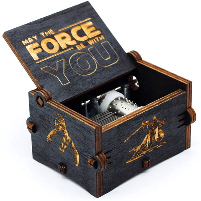 Caja de música de madera negra ZHAOCHENG Star Wars decoración del hogar manualidades para niños