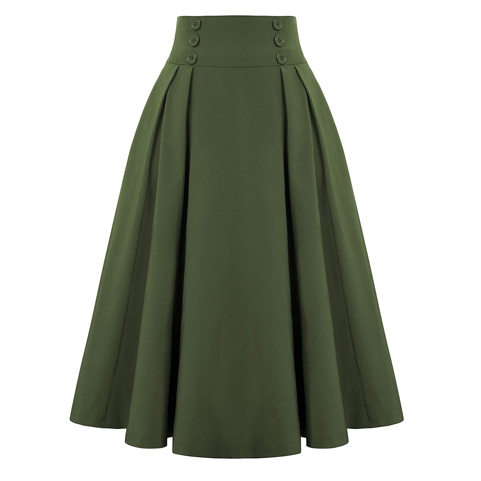 Fawap Women Fashion Casual Skirt With Pockets Vintage High Waist Pleated Skirt in Bahrain at BHD 19 Rating 5