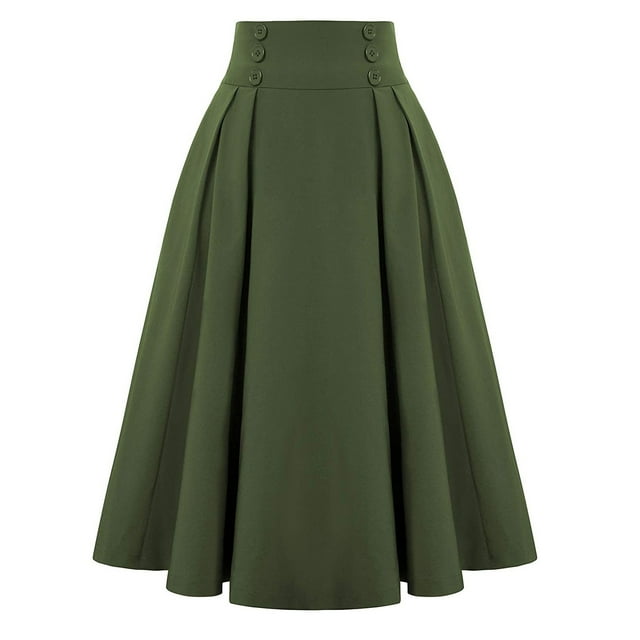 Jupe Décontractée pour Femme avec Poches Vintage Taille Haute Plissée