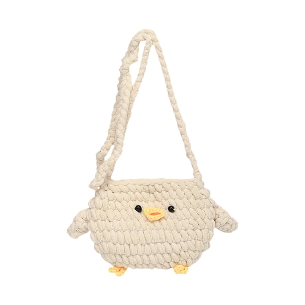 Bolso bandolera para mujer, bolso de ganchillo con dibujos animados para teléfono, ideal para viajes al aire libre. Beige