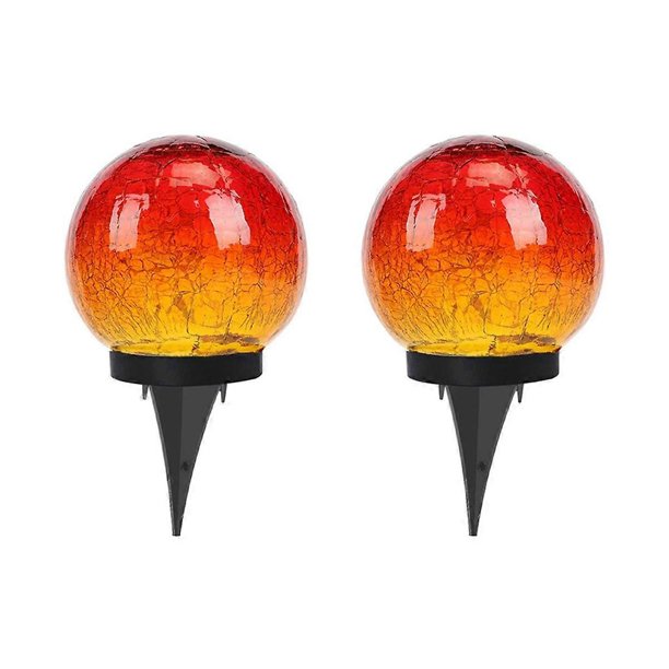 2Pcs Solar Ball Lights Outdoor Garden Decor Cracked Glass Solar Lights Courtyard Decorative Pathway Courtyard Lawn