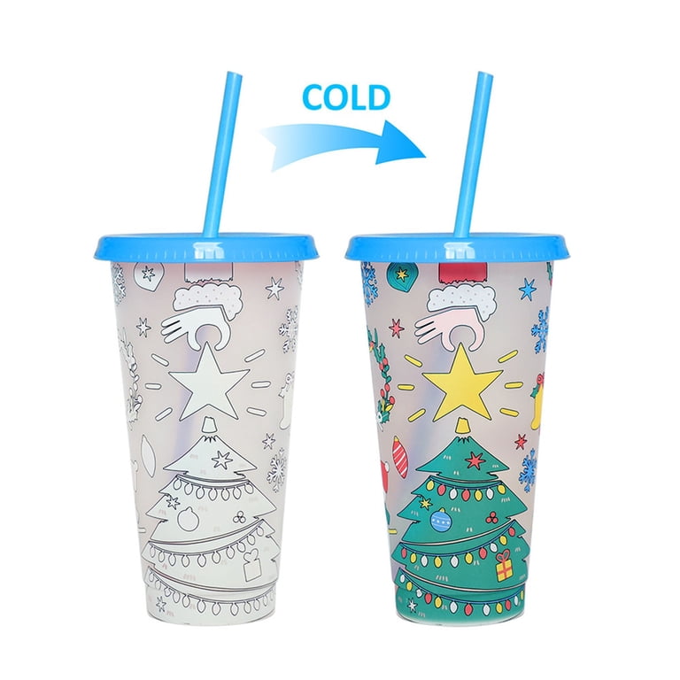 LHWEN Christmas Color Changing Cup 24 Oz PP Coffee Mug Temperature  Sensitive Plastic Cup with Handle for Cold Beverages Transforming Design  Gift Box Included - Walmart.com