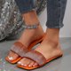 thumbnail image 2 of Bmisegm Women Sandals New Pattern Bright Diamond Decoration Fashion Open Toe Breathable Square Toe Comfortable Flat Bottom Summer Beach Non Slip Casual Shoes Sandals Women Summer Orange 7, 2 of 9