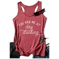 thumbnail image 2 of Tank Top for Women You Had Me At Day Drikin Summer Letter Printed Round Neck Sleeveless Tank Top Going Out Tops for Women,Red,L, 2 of 3
