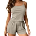 thumbnail image 2 of Liuchenyi Under $10 Womens Pajama Shorts Set Rib Strip Home Pajamas Cute Sleepwear for Women M, 2 of 4