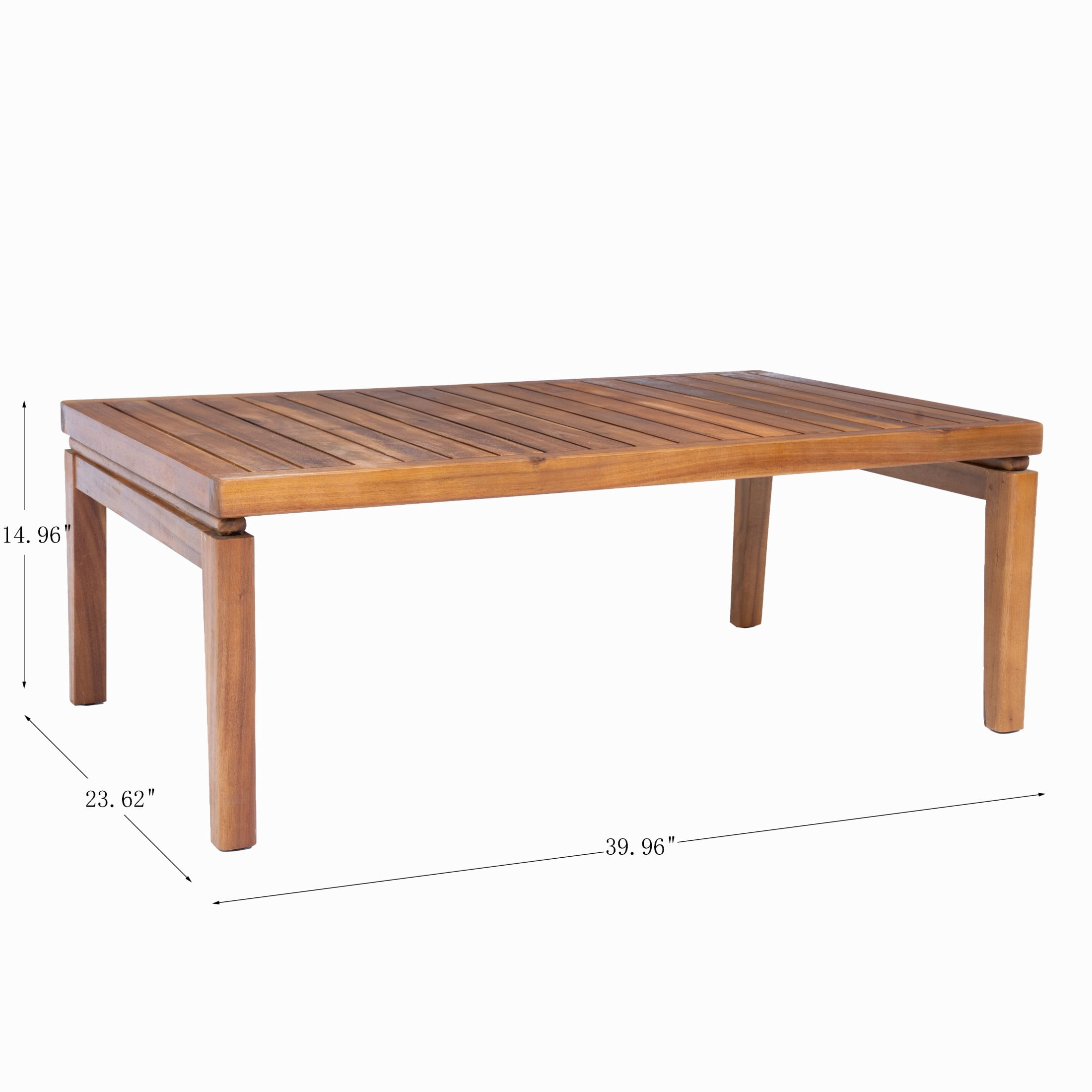 Christopher Knight Home 40" Farmhouse Acacia Wood Outdoor Coffee Table with Slatted Top, Teak