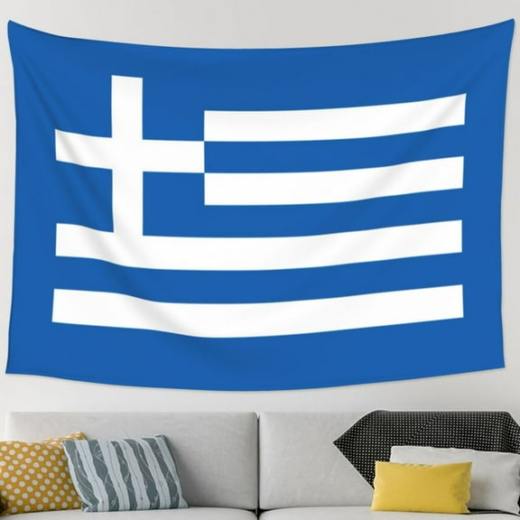 Flag Of Greece Tapestry Wall Hanging Tapestry For Bedroom Living Room Dorm (60 * 90 Inches)