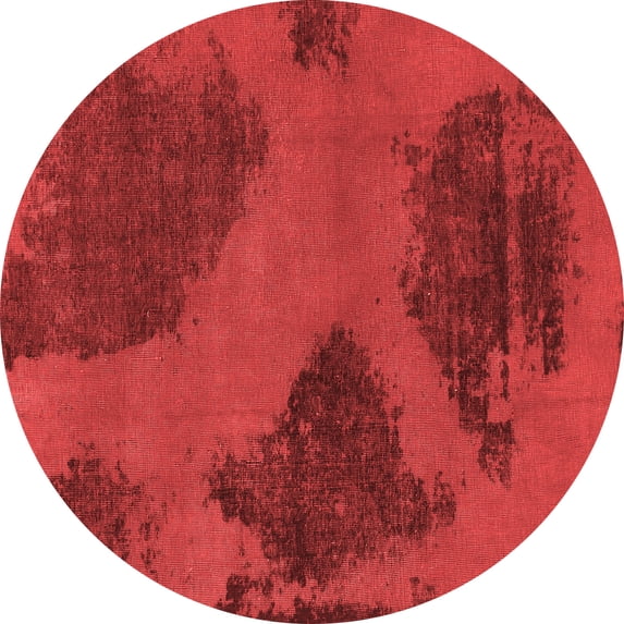 Ahgly Company Machine Washable Indoor Round Abstract Red Modern Area Rugs, 6' Round