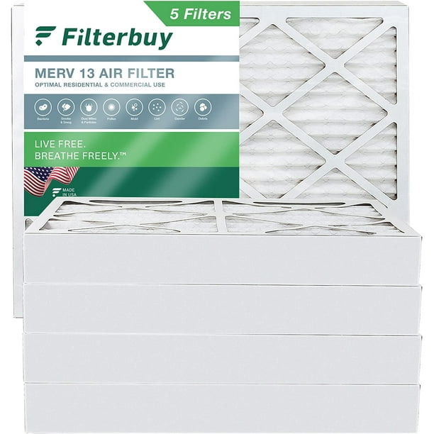 Filterbuy 20x25x4 MERV 13 Pleated HVAC AC Furnace Air Filters (5Pack