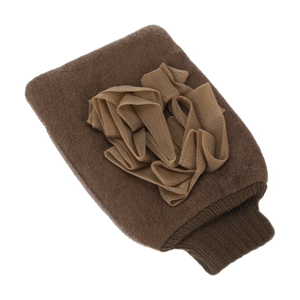 Guantes de ducha exfoliantes de doble cara Unique Bargains 1 Pc para baño para ducha 8.66"x5.51" marrón
