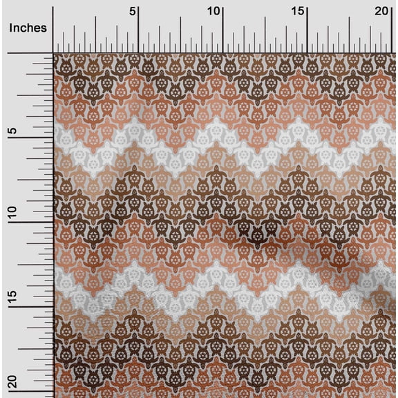 oneOone Cotton Cambric Brown Fabric Turtle Block Dress Material Fabric Print Fabric By The Yard 56 Inch Wide