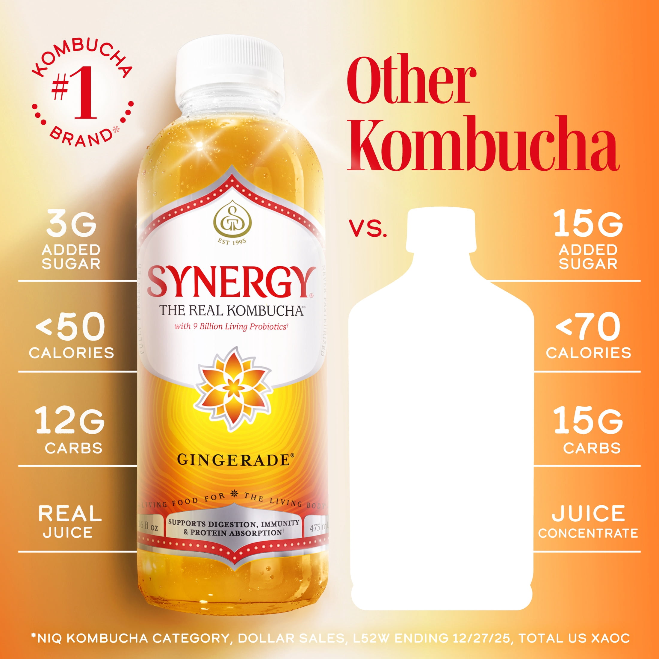 GT's Synergy Gingerade Kombucha 16 fl oz