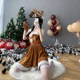 thumbnail image 4 of Disfraz de Cosplay de Papá Noel para mujer, vestido marrón de reno, uniforme de ciervo, alce, chal con capucha, trajes lindos, vestido de carnaval, 4 of 5